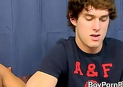 Feet licked twink cums on his lollipop after getting fucked