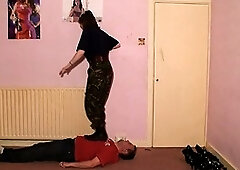 Army military, face trample