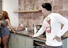 A lewd brunette hair asks a neighbour for aid