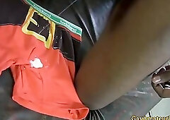 Black Bodybuilder Gets Cock Stroked