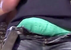 Pissing very tight jeans, while smoking