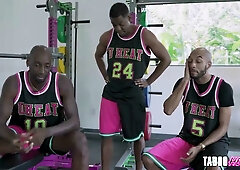 Cory Chase in interracial gangbang with basketball team in coach's home