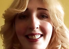 Cute short-haired babe with big titties rides a fat dick