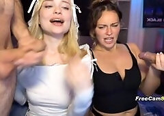 Webcam Foursome Sluts Share Big Cocks – Double Blowjob