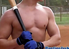 Muscular baseball jock banged in the shower