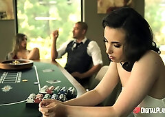 Casey Calvert is playing poker before hardcore sex with Xander Corvus