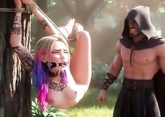 A hopeless unshaved feminist finds herself in taut outdoor-style servitude, getting severely whipped by a dude. The leather whip cracks against her sk