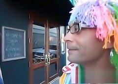 slutty shelady sucking And nailing Clown knob