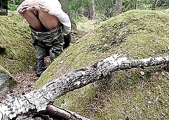 Imagine going for a walk in a intimate forest, and encountering a true anal doxy there. The wench pulls down panties and bows over a mossy boulder to 