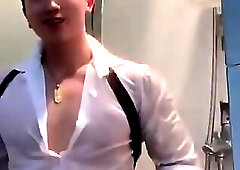 Handsome asian guy sexy nude bathing