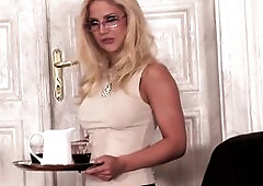 This dirty compilation kicks off with a lascivious brunette hair groaning on the pink bed, grabbing her bazookas, then switches to a golden-haired dox
