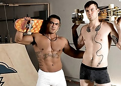 Beefy Mexican daddy fucked by a white skater boy