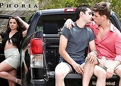 Bisexual Couple Picks Up Hot Latin Hitchhiker