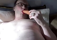 Solo performance by an inexperienced, mature crossdresser with a small cock