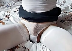 misr4 - White lace thong and stockings