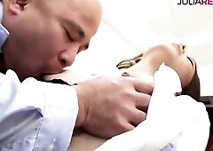 Babe sucks 2 monster ramrods then gets banged to huge spunk flow