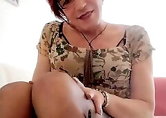 Showing suprise nylon sissy milf tranny