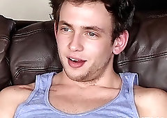 Stud strips everything but socks for a solo masturbation session