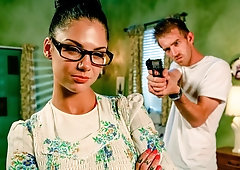 Inked girlfriend Bonnie Rotten is having fun with a big sausage