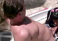 Inhaling, bosoms, saggy breasts