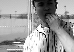 Muscular baseball player Daniel Carter jerking off