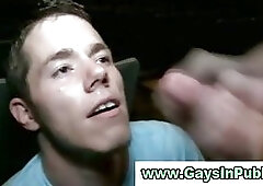 Guy gets anal fucked in public movie theatre