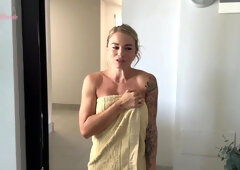 My Neighbor Catches Me Jerking Off And Decides To Take It In Her Mouth