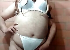 Latina transvestite in white underwear
