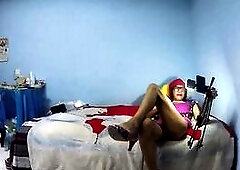 Joselynne Crossdresser In High Heels Web camera In Mini Costume Part One Of 2