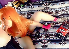 Red-haired Teenager 18+ Playing Toys And Suddenly Got A Huge Cock In Her Mouth