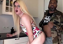 A Pretty Blonde Femboy Fucked In The Kitchen By A Black Guy