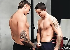 Fit gays anal fucking in the gym after working time