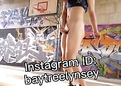 Tgirl the bathing suit outdoor getting off