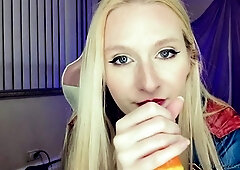 Puffy peach blondes solo toy action