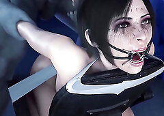 3D BDSM Gameplay: Huge Blue Monster Destroys the Asshole Of His Slim Brunette Sex-slave