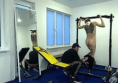 The coach got aroused on his ward and torn up him right in the gym -164