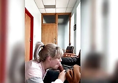 Office whore sucks bosses weenie