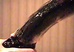 Huge Black Dildo Deep In Butt