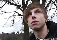European twink barebacked in public for cash