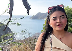 Beautiful tourist is unfaithful to her husband with a stranger for money