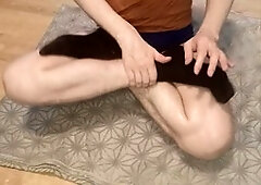 Twink in black socks enjoys solo play