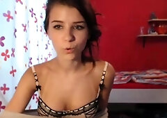 Small tit brunette amateur tugs on a big willie