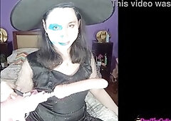 Sexy witch DaniTheCutie plays with herself on spooky Halloween evening