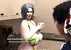 Busty babe in an upskirt shot with no panties showing off her natural curves