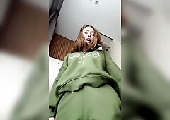Teasing my massive knob inside my panties