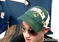 Watch this hot guy deepthroat and milk off his sausage in steamy action