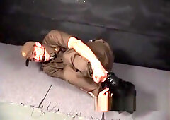 captured delivery man bound and gagged