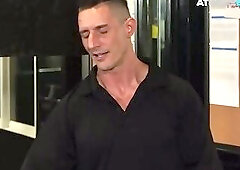 Muscled coach asslicks and barebacks jock in cowboy