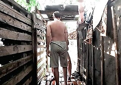 Moist In nature's garb Body in the Shower Outside