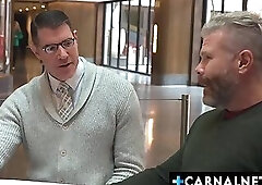 Stepdad and stepson inside the hotel room having their quality time